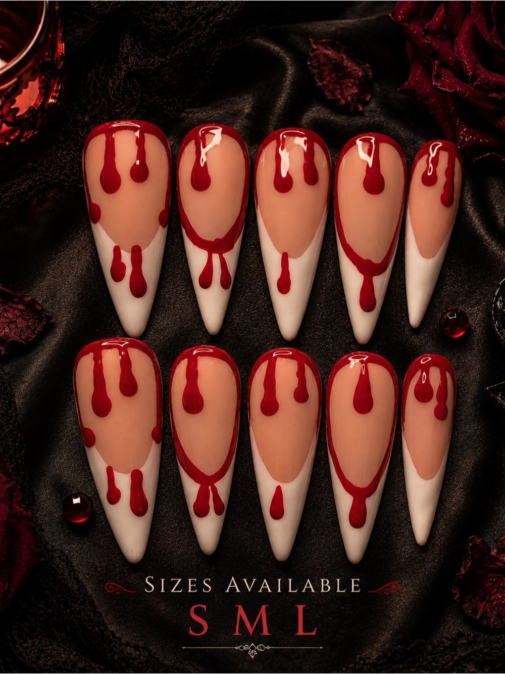 🩸 Bloody French Tip Press-On Nails 🩸